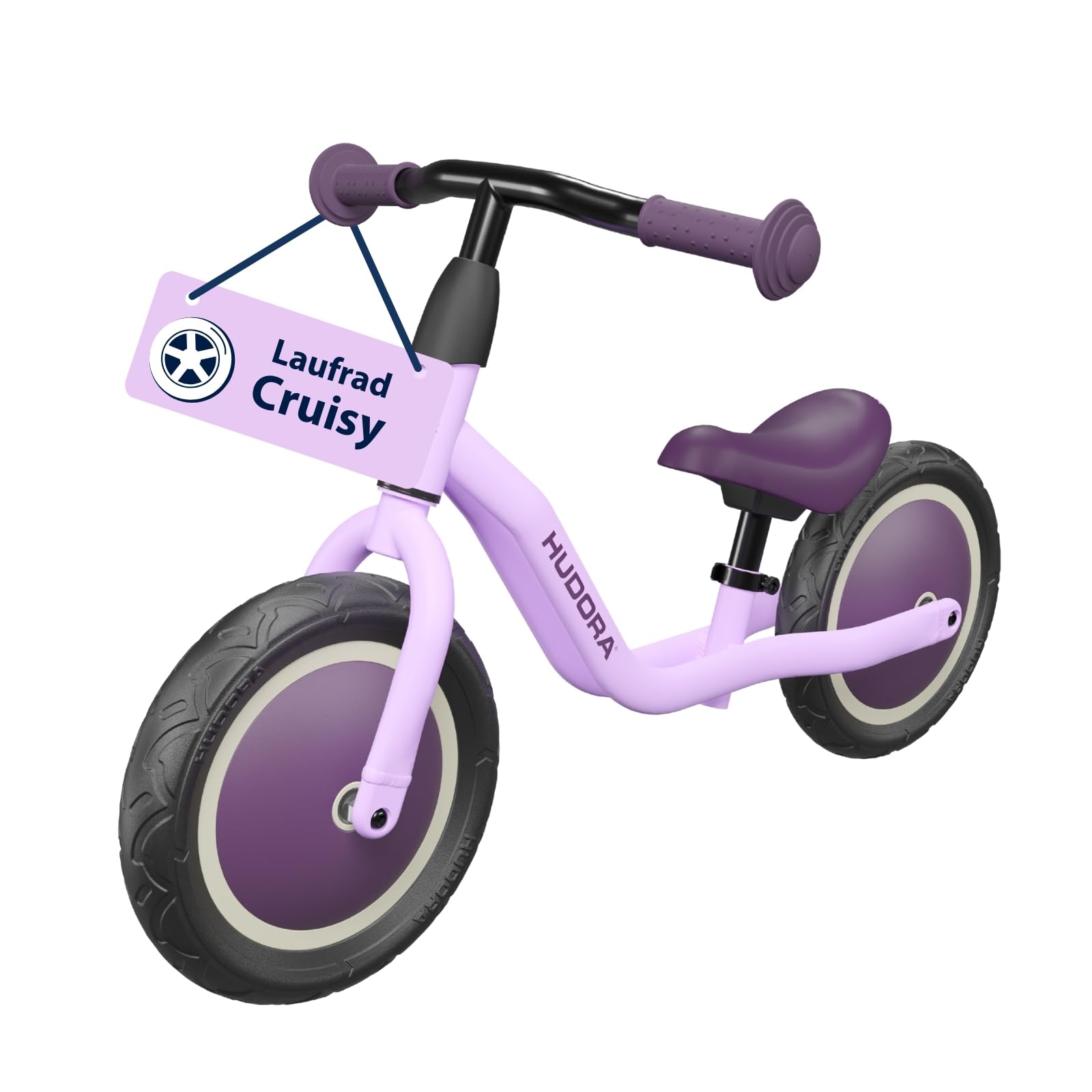 HUDORA Laufrad Cruisy 10 Zoll - Hochwertiges Lernrad ab 15 Monaten - Leichtes Lauflernrad mit Verstellbarer Sattelhöhe - Rutschfahrzeug für Kinder von 78-100 cm - Robustes Kinderfahrzeug