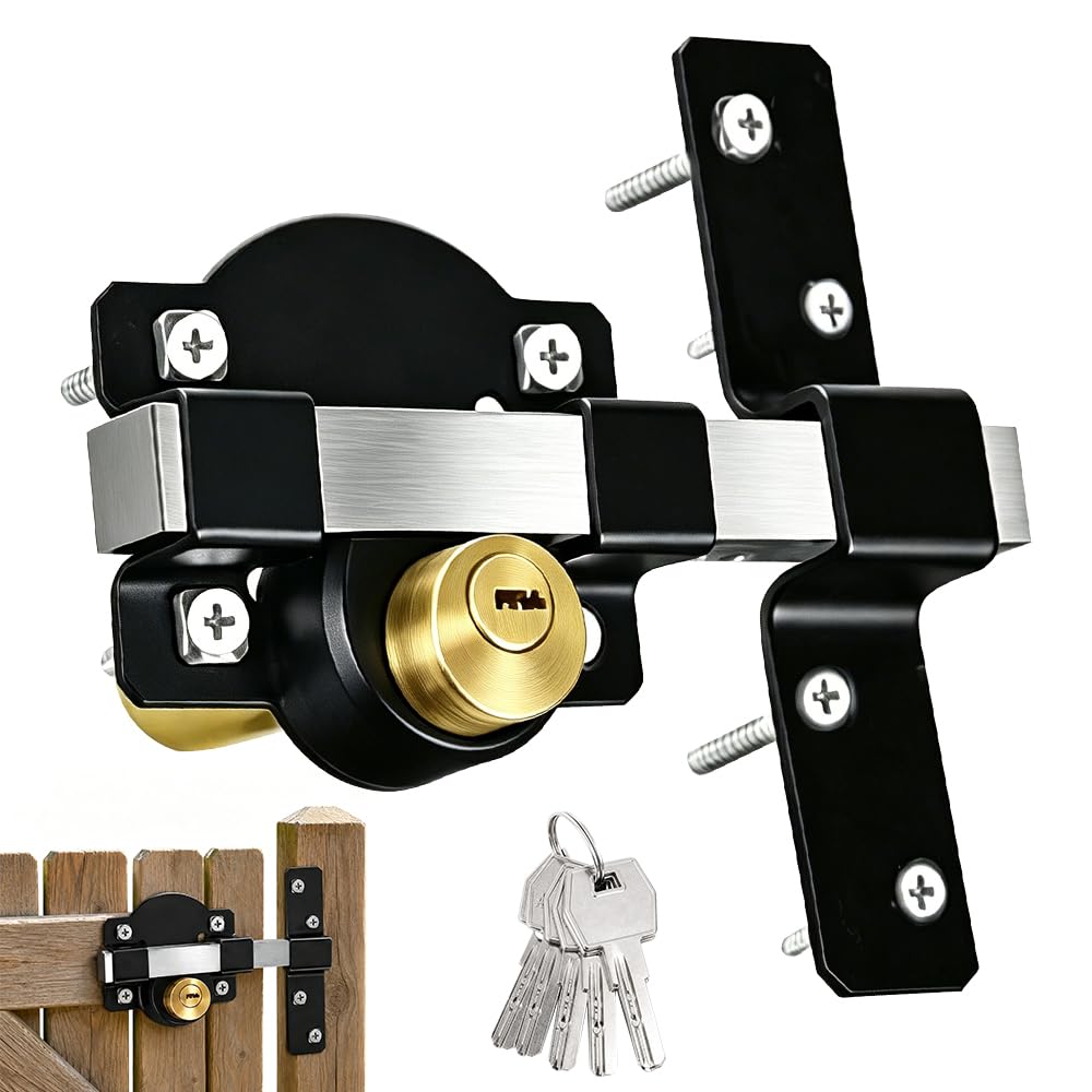 Garden Gate Lock, 70mm Gate Locks for Wooden Gates with 5 Keys