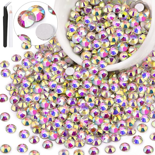 Image of 600PCS SS30 /6mm Crystal Glass Rhinestones for Bedazzling (Crystal AB) | Flatback Rhinestones for Crafting DIY Nail Art Makeup Decoration, Gems Diomand Charms for Tumbler Shoes Clothing Mug
