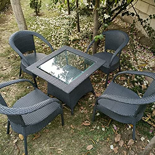 Image of D-8 Indoor Outdoor Living Room Balcony Garden Chair Table Set 4 Chair + 1 Table Furniture Set| Coffee Chair Table Set| Powder Coated|(Grey)