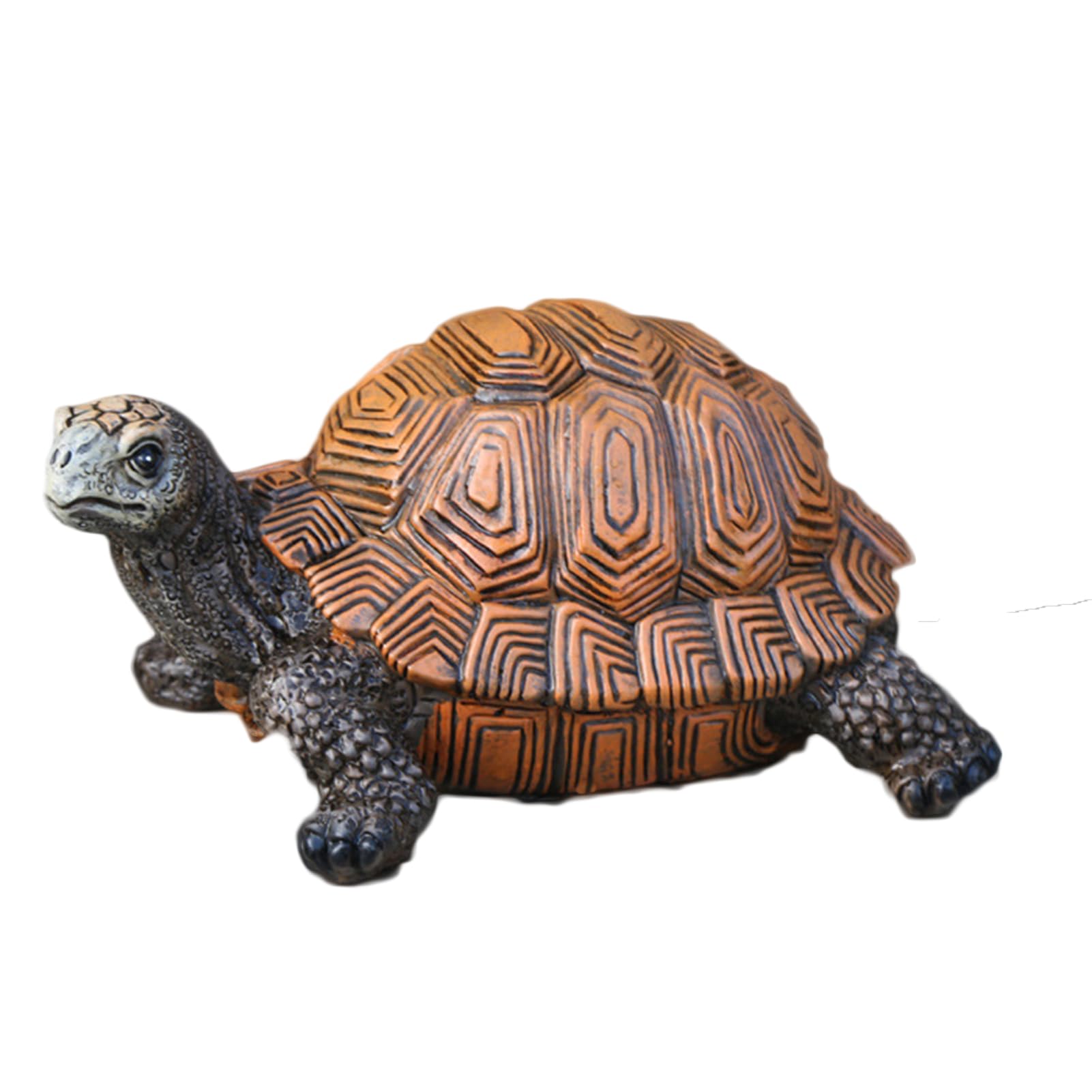 Statua di Tartaruga Decorazione da Giardino per Recinzione, Patio, Balcone, Cortile, Ornamento in Resina per Casa Nuova Piccola Statuetta di Animale,Marrone,19 * 12 * 9cm