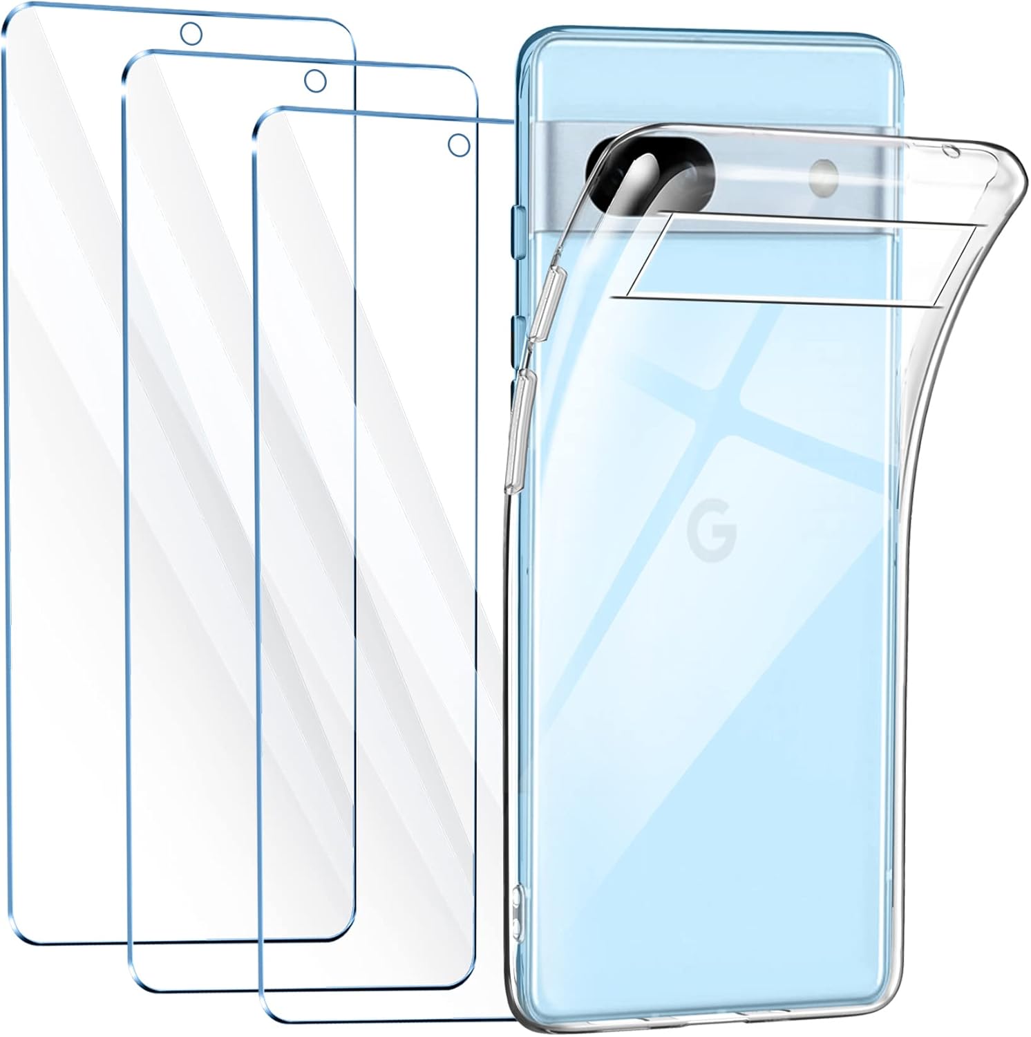 Coque Silicone TPU + 2 Films Verre Trempé Pour Google Pixel 9A 5G - Protection Complète - Couleur Violet Herbe