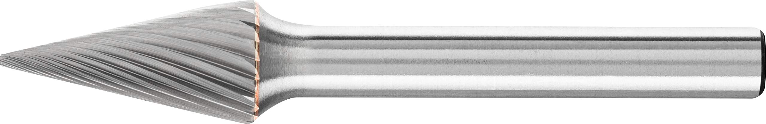 PFERD Cone Carbide Bur, Uncoated (Bright) Finish, Single Cut, Point End, 1/4