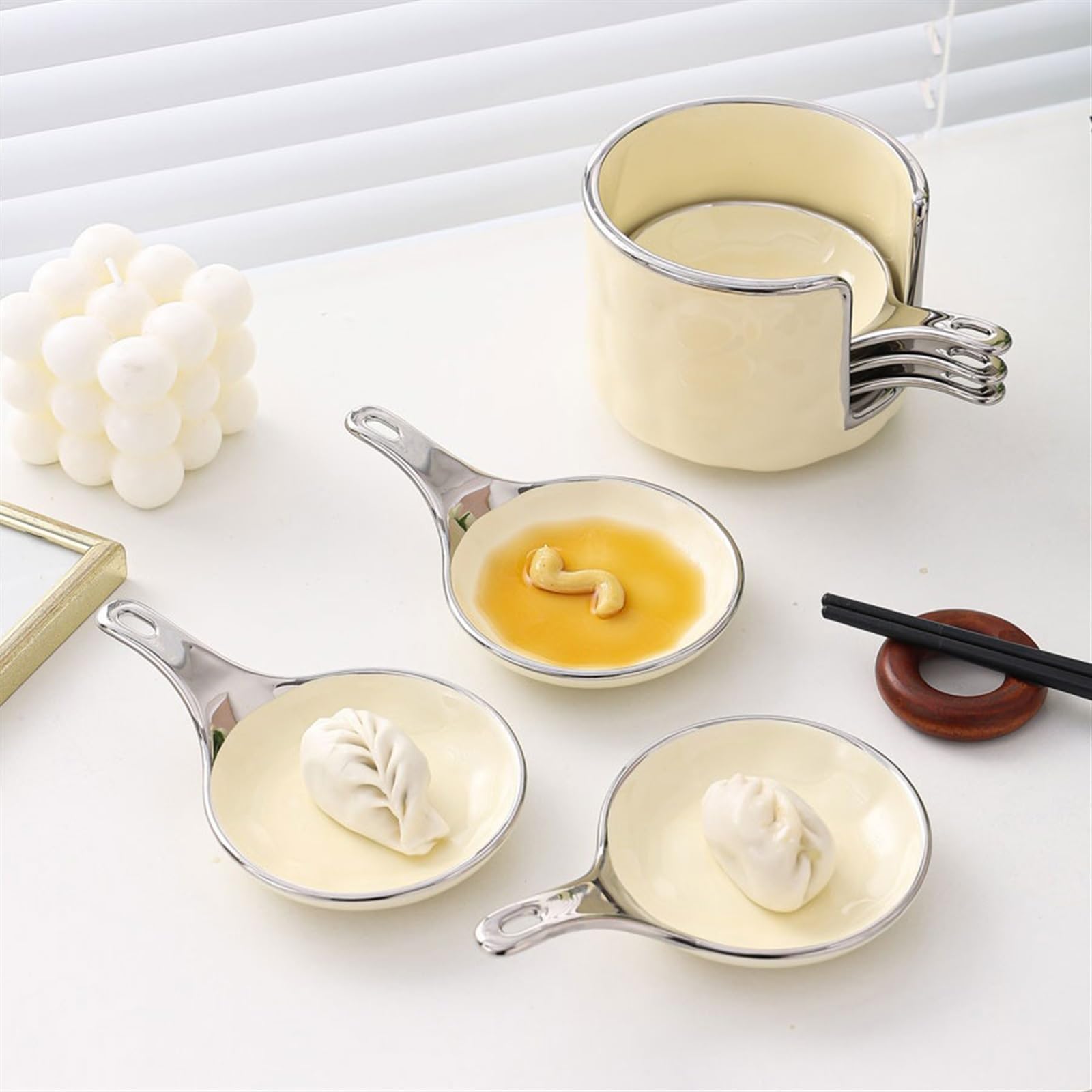 Ciotoline da Snack Piatto for aceto for uso domestico Piatto caldo Ciotola for immersione Piatto for snack in ceramica fine Insalatiera con secchio for la conservazione Piatti Snack Ceramica
