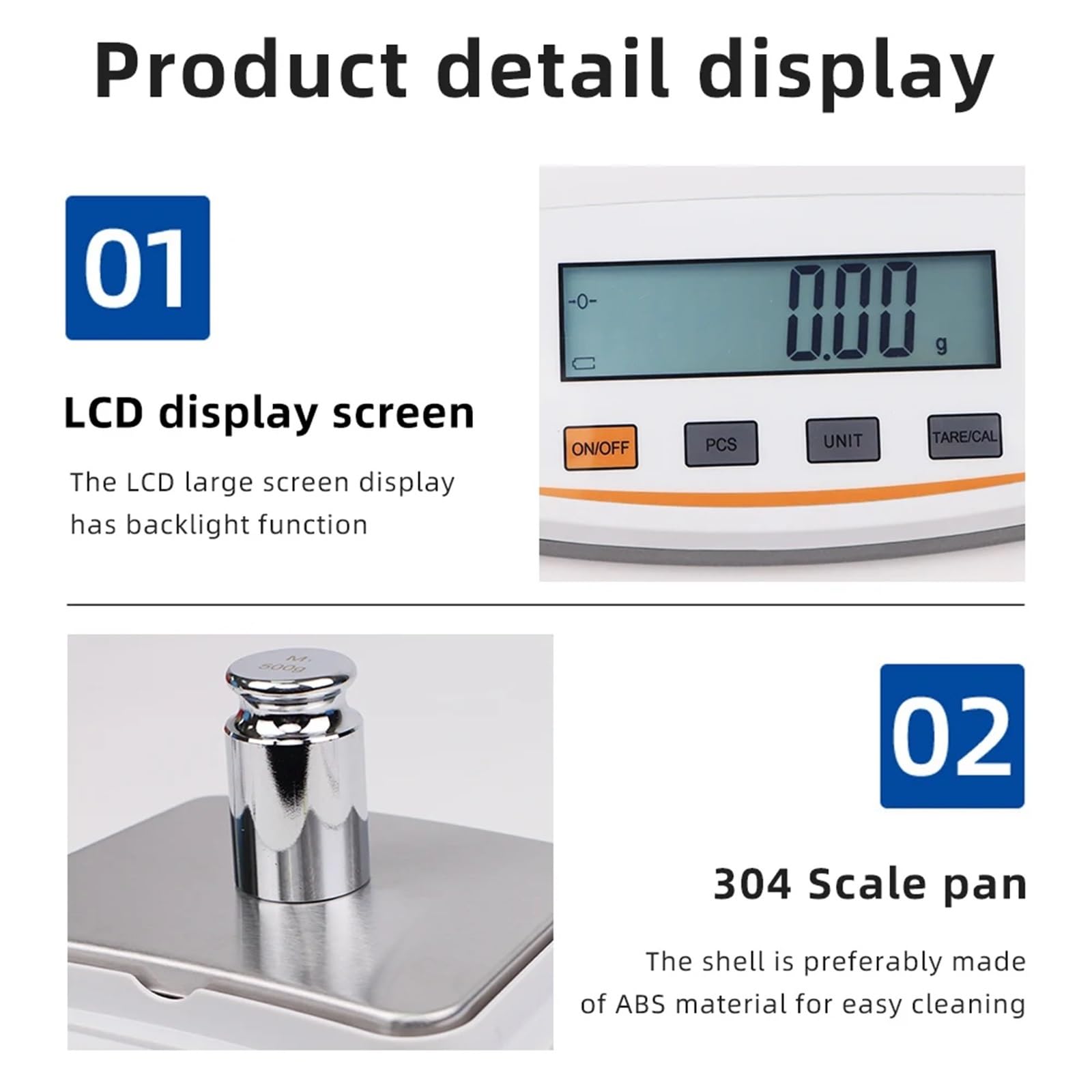 Básculas digitales de laboratorio, Balanza electrónica de 500 g 0,01 g/2000 g 0,01 g, balanza digital de gramos con pantalla LED, balanza analítica de laboratorio de alta precisión.(500g 0.01g)