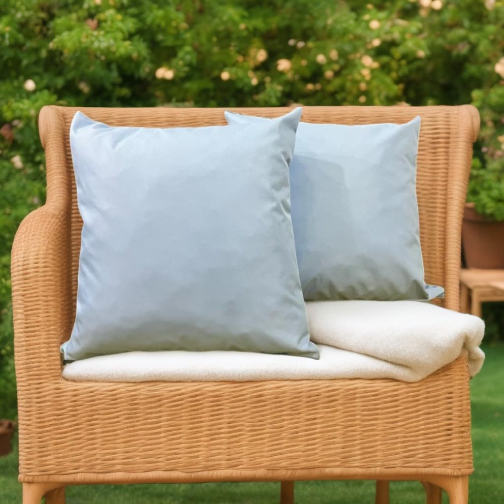 A ATH COLLECTION Premium Large Garden Scatter Cushion Water Resistant Cushions For Garden Furniture 18 x 18 Inch Shredded Foam Filled Outdoor Seating Great for Patio Rattan Chairs (4, Blue)