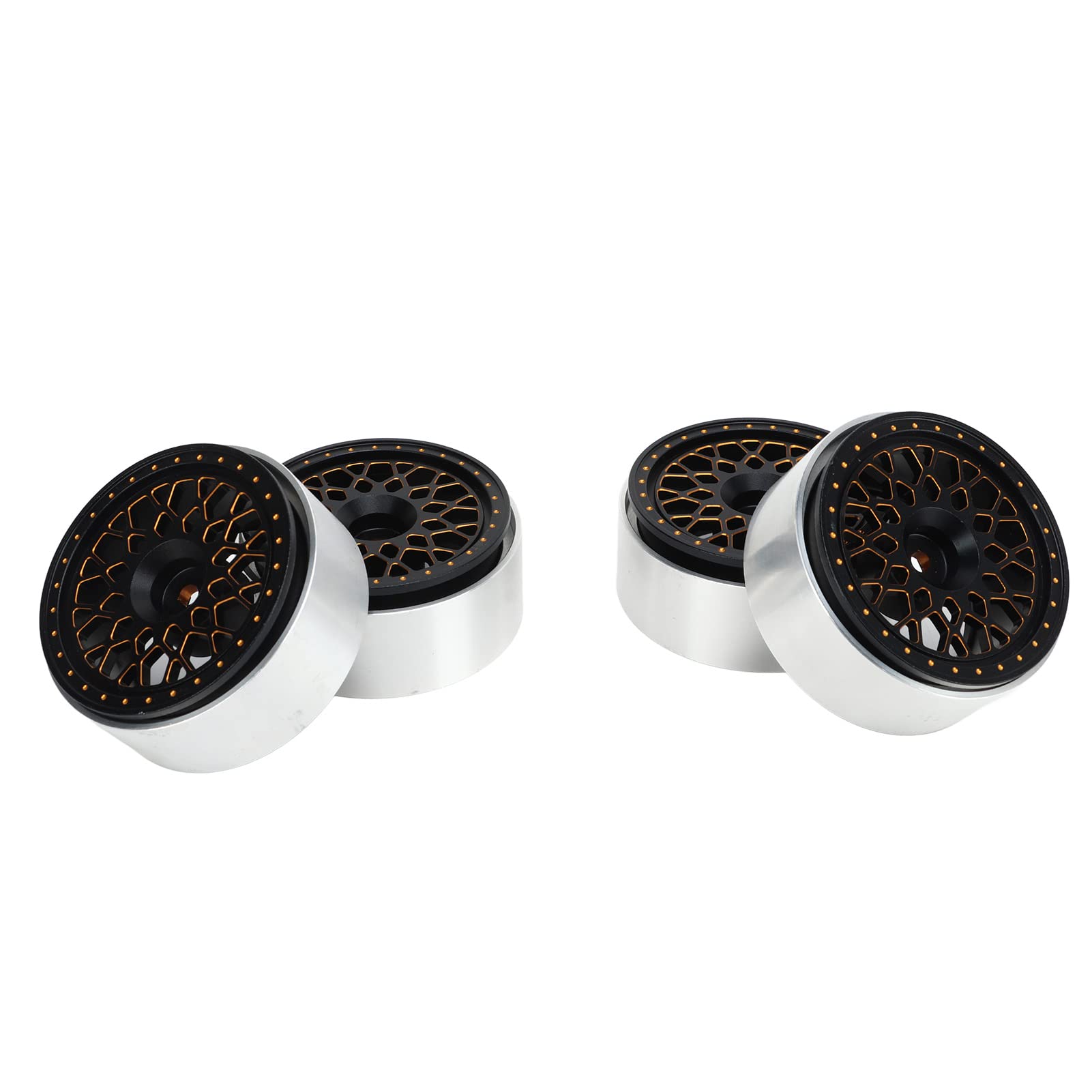 Cerchio con bloccaggio a perni RC in lega di alluminio da 1,9 pollici, ruota RC con copriruota e chiave, per auto RC 1/10; set di cerchi in metallo lavorati a CNC con