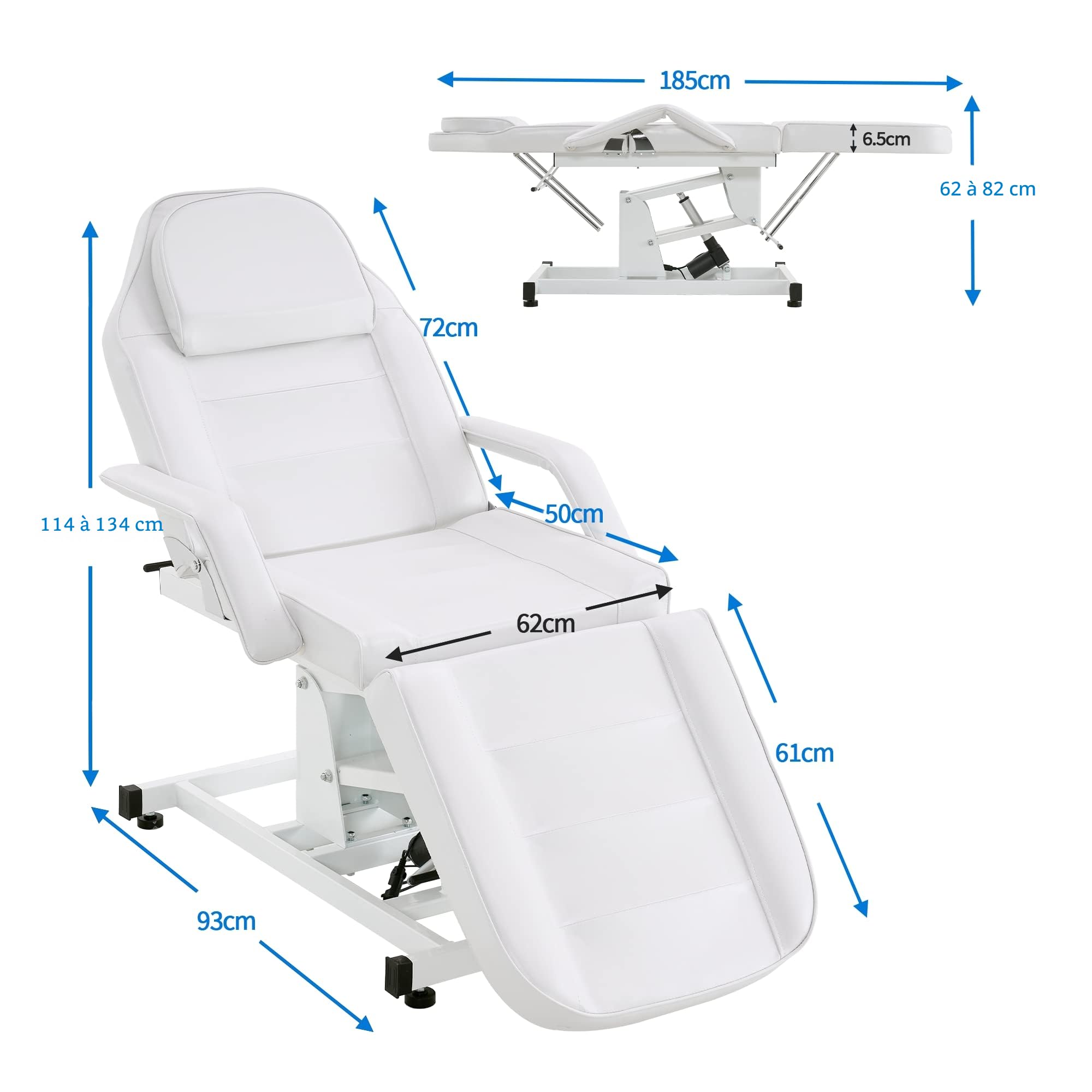 Barberpub Table de Tatouage électrique Table de Massage, Set de Tables d'esthétique, Table de thérapie équipement de beauté Pliable & réglable en Hauteur, 0100 (Blanc)