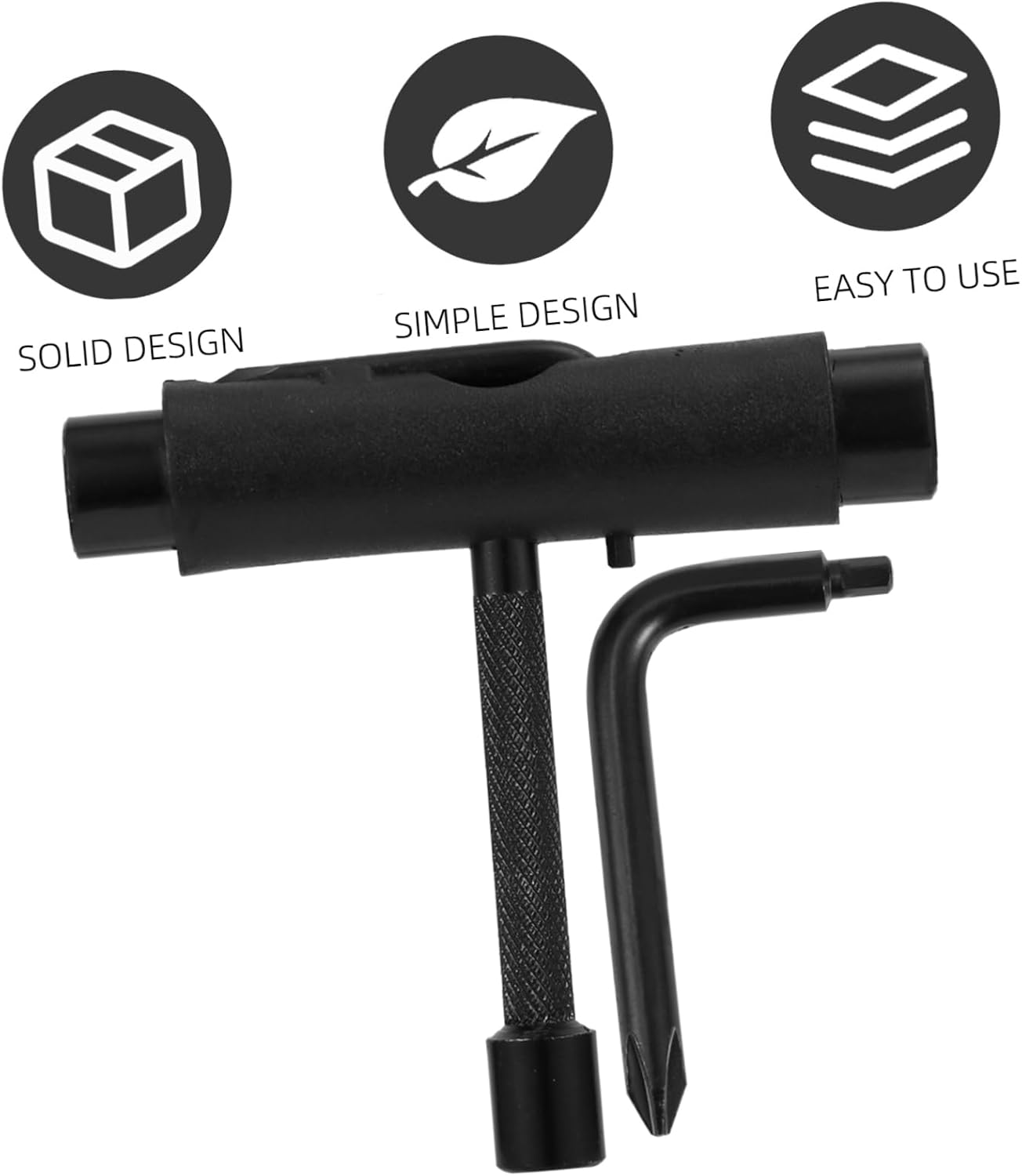 Garneck Type Wrench Skate T Tool for Easy Skateboard Assembly Portable Black Accessory for Adjusting Screws and