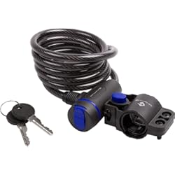Candado Para Bicicleta Tipo U M-Wave Llave Soporte Candado Espiral, Unisex Adulto, Negro, 1500 x 8 mm