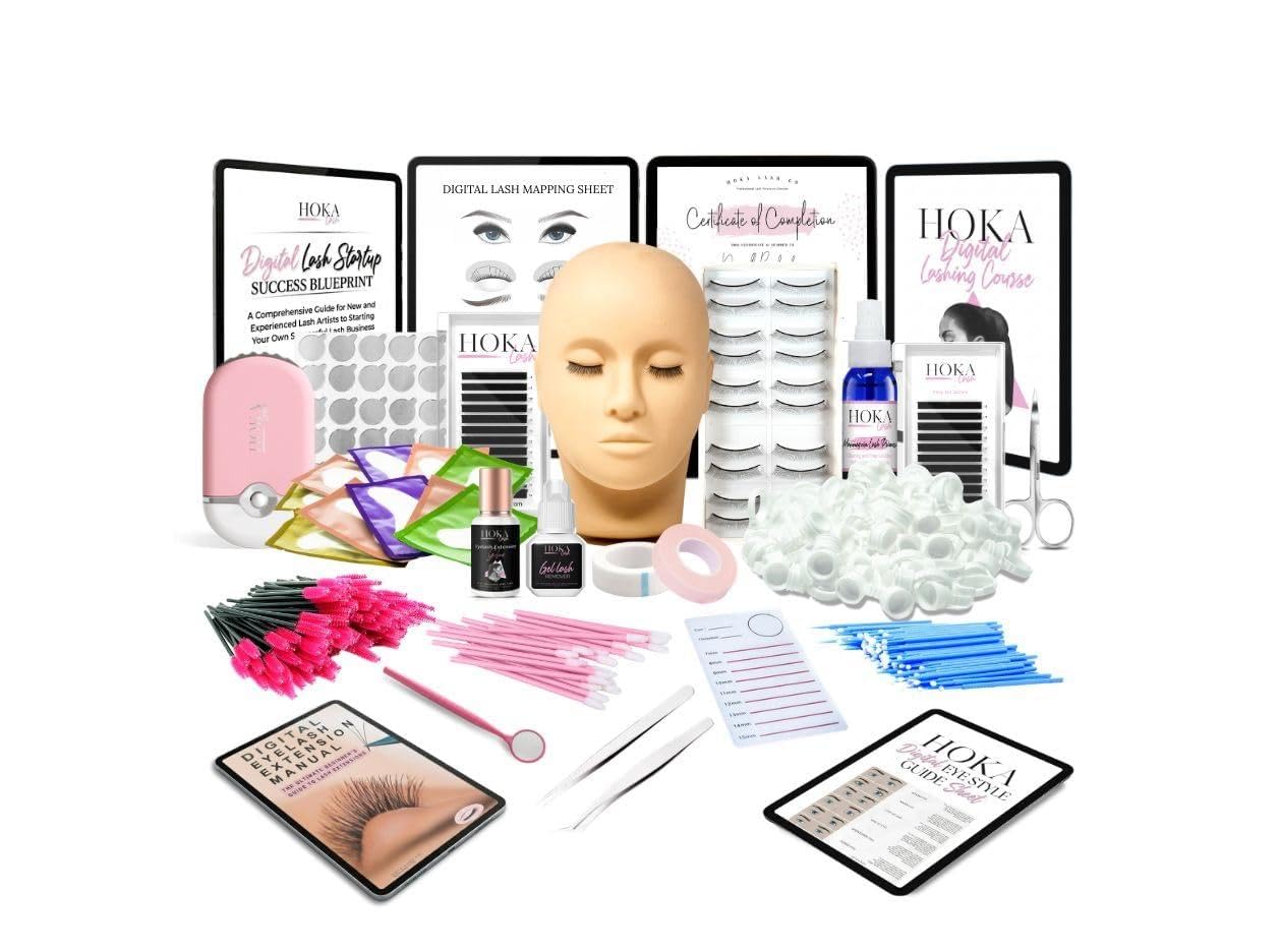 Hoka Lash Eyelash Extension Kit & Training Course and Certification Professional Lash Extension Kit for Beginners Includes Practice Mannequin Head Lash Trays Glue Tweezers Fan & More product thumbnail 2