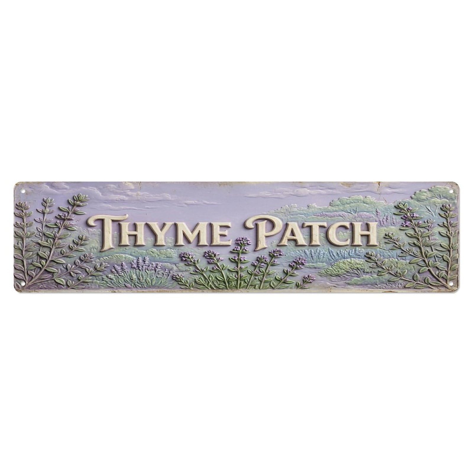 Fqcyn Style Metal Tin Sign Vintage Cottagecore Garden Thyme Patch