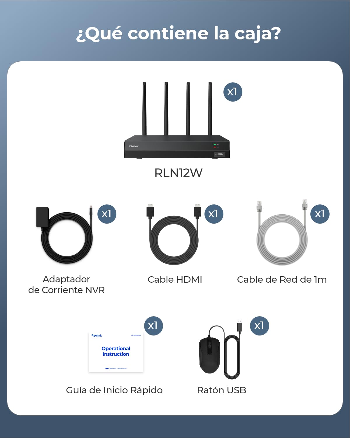 Reolink 4K 12CH NVR para la Seguridad Doméstica, Wi-Fi 6 Doble Banda, 2TB HDD, H.265, Compatible con Cámaras Reolink (Excepto cámara 4G con batería), Acceso vía App, Grabación 24/7, RLN12W (Negro)
