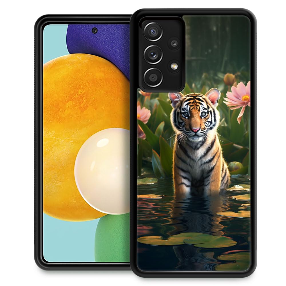 Goodsprout Compatible with Samsung Galaxy A53 5G Case,Forest Tiger Lotus Amazing Pattern Design Shockproof Anti-Scratch Hard PC Back