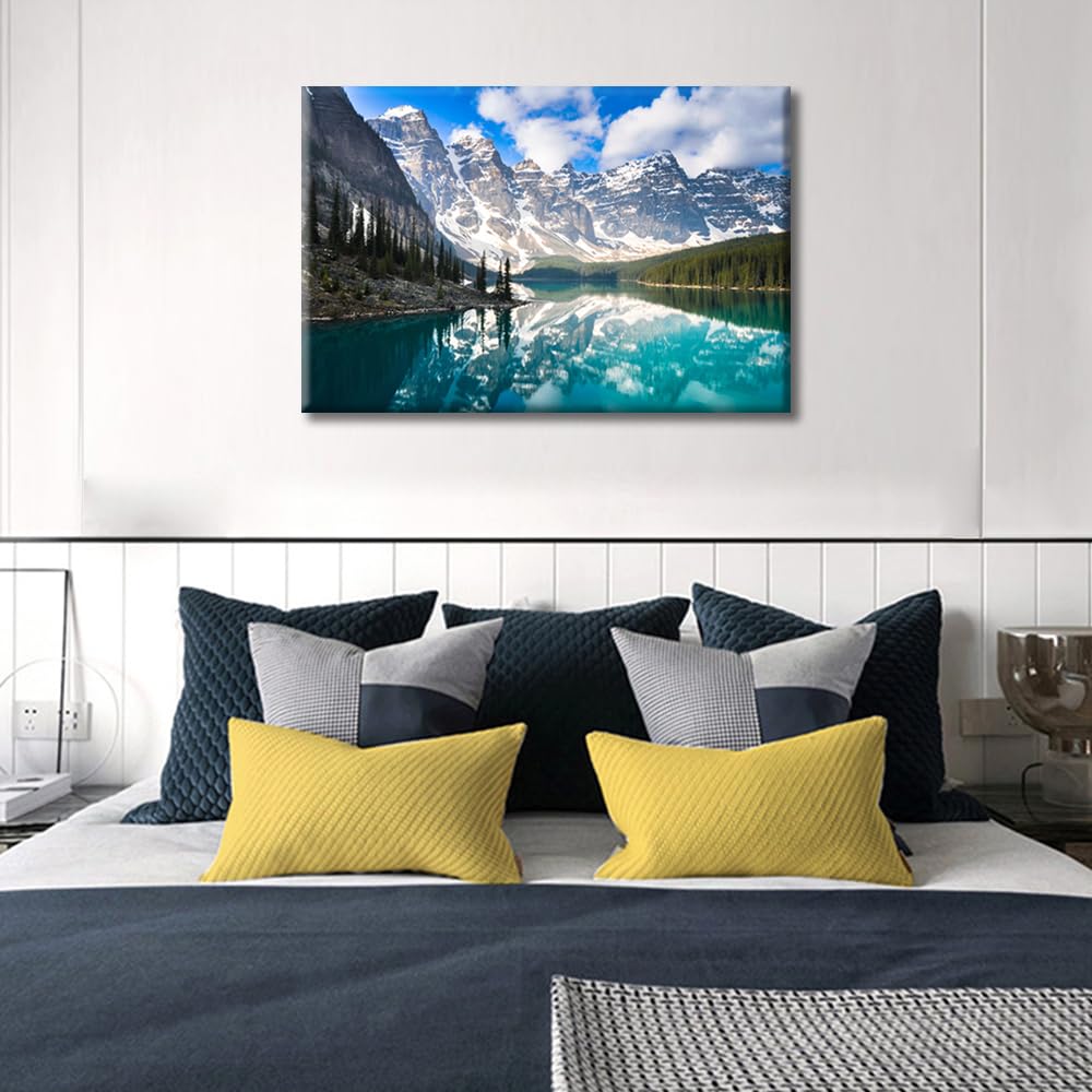 TISHIRON Winter Landscape Canvas Wall Art Hairy Camel Wall Decor Living Room Moraine Lake Rocky Mountains Canada Scenery Wall Decor for Bedroom Posters and Prints Framed Ready to Hang (16" Wx24 H) - Image 4