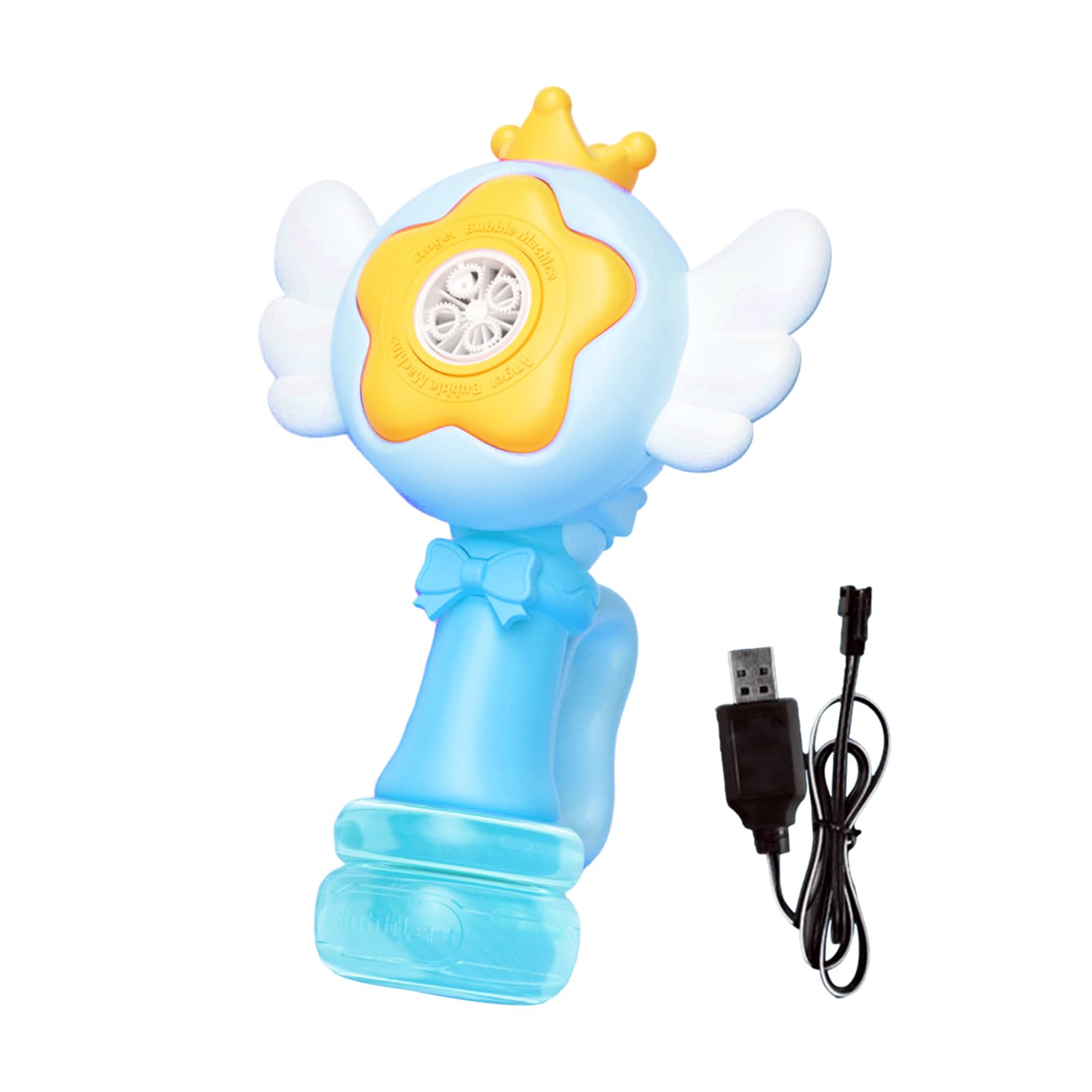 Automatic Bubble Wand, Swing Dance Bubble Maker, LED Light Electric Blower with Rechargeable Battery, Fun Toy for Kids, Childrens Outdoor Play Accessory for Parties, Yard, Birthday