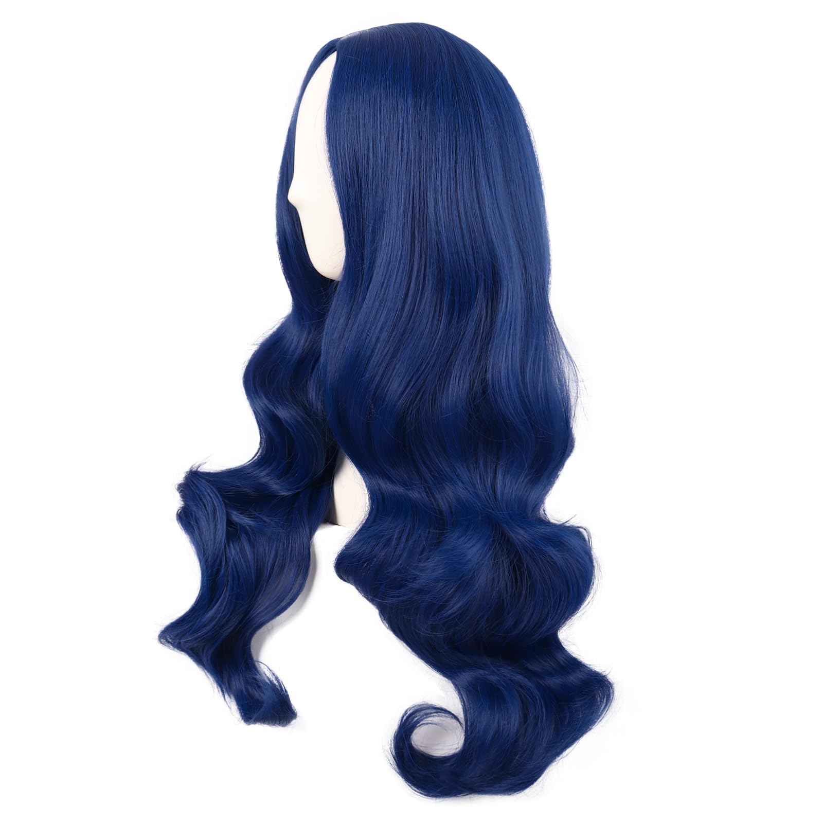 MapofBeauty 28 Inch/70 cm Cosplay Long Wavy Curly Synthetic fiber Side Bangs Anime Fashion Party Hair Wig (Mixed Blue) - Image 3