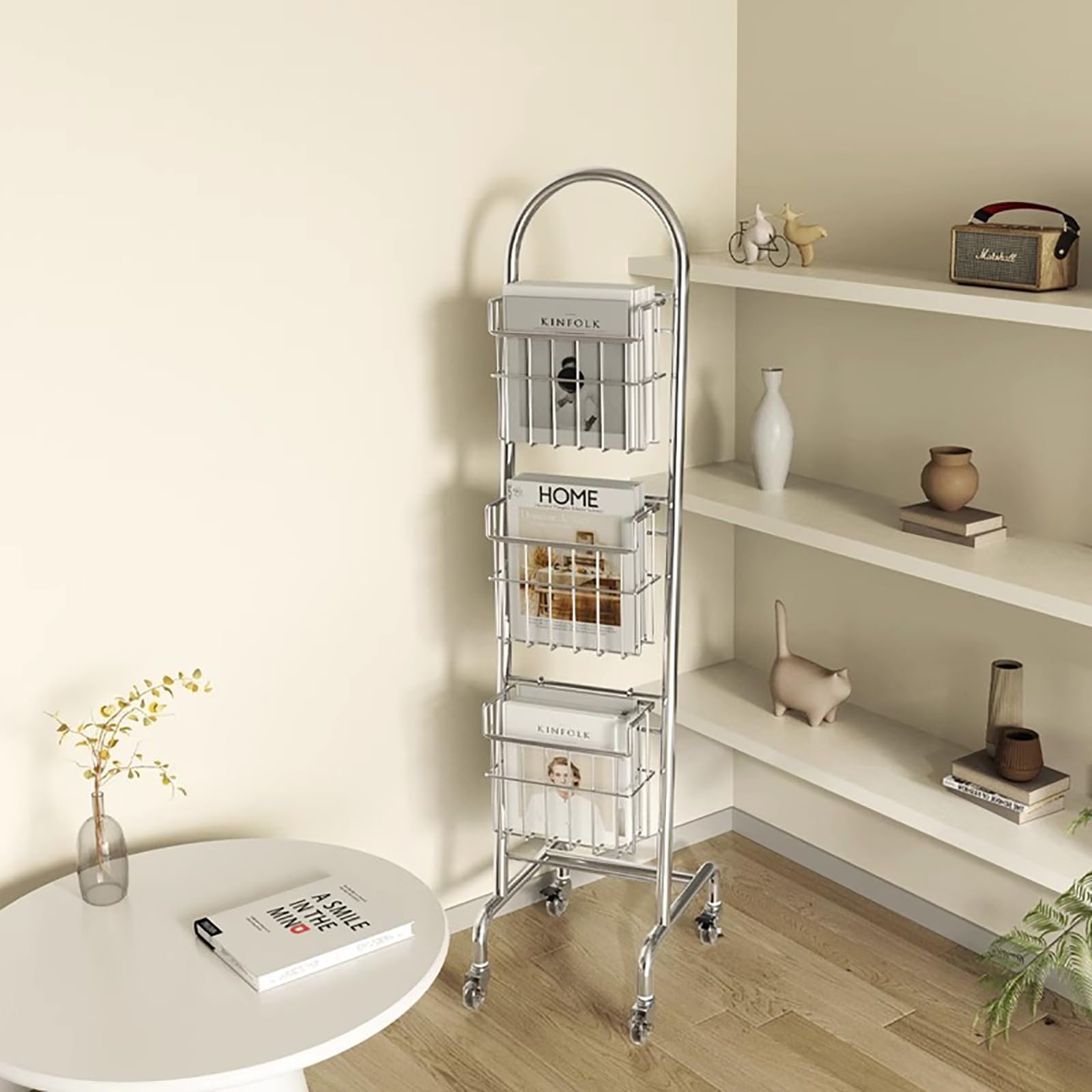 30 x 35 x 138 cm, supporto per display caricatore, multistrato, con ruote, per CD, DVD, libri, supporto o vetrina, per soggiorno, casa