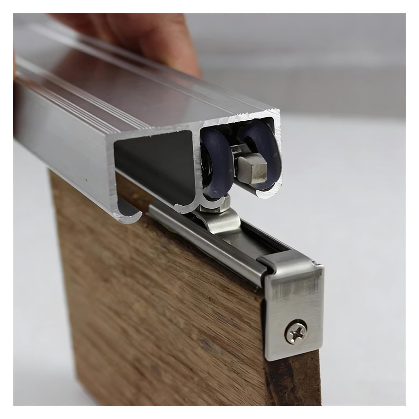 Kit de herrajes para puerta de granero con riel superior invisible para armarios