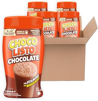 Chocolisto Instant Chocolate Drink, Nutritious Beverage with Vitamins and Minerals, 10.5 oz per Pack, Pack of 4.