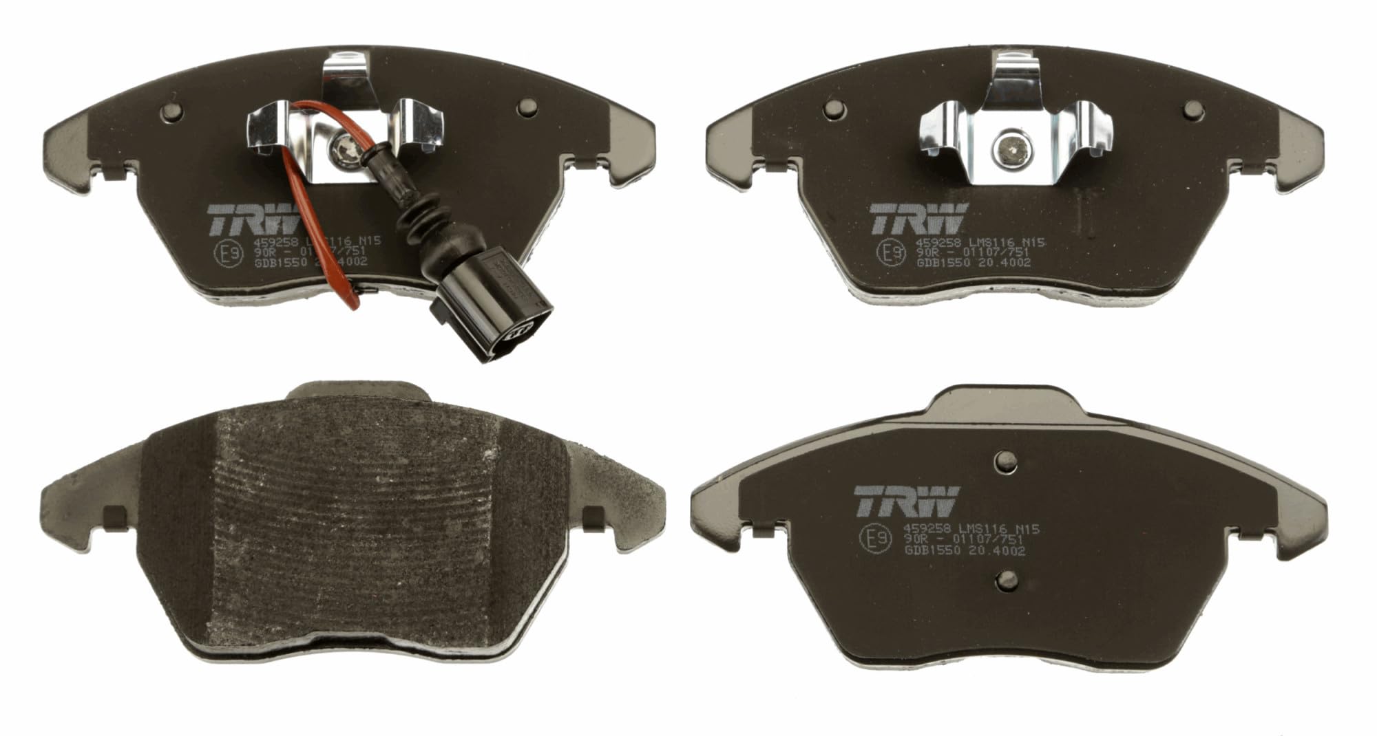 TRW GDB1550 Plaquettes de Frein Kit de 4 pour Volkswagen Polo V (6R1, 6C1) 2009 - Essieu Avant et Autres Véhicules