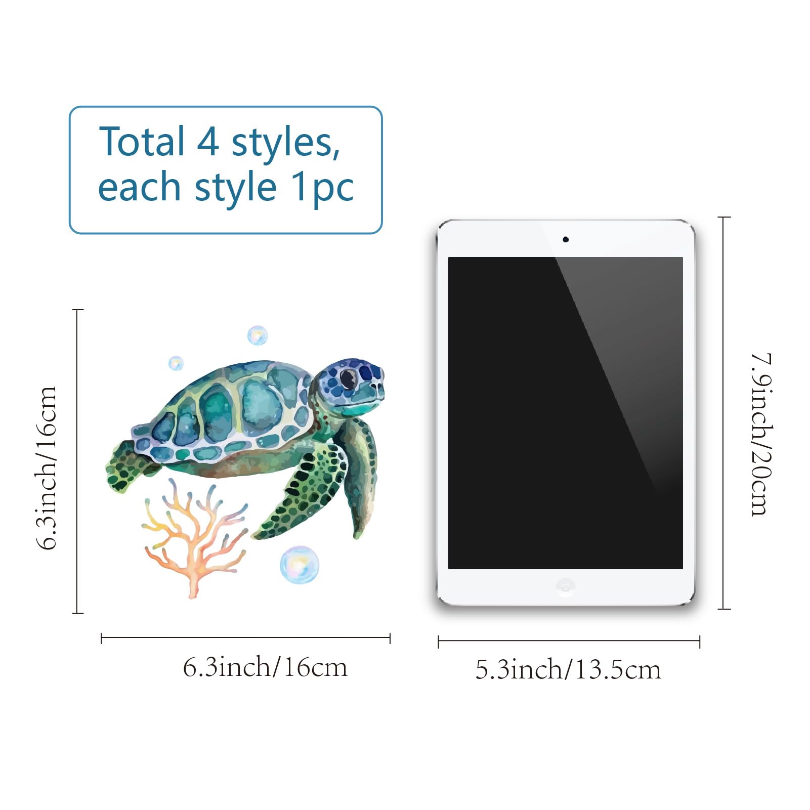 GORGECRAFT Sea Turtle Window Stickers Waterproof Ocean Animal Window Decals PVC Alert Film Bathroom Kitchen Sliding Door Glass Anti-Collision Clings for Prevent Stop Birds Dogs Pets Strikes Home Decor