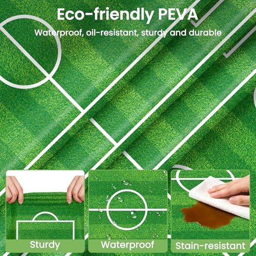Image of LANLISA 4 Pack Soccer Table Cloth Plastic, 54 x 108 Inch Rectangle Tablecloth Disposable, Soccer Birthday Party Decorations World Sports Table Cover for Soccer Theme Party Supplies