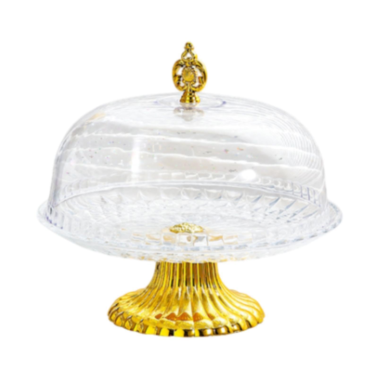 KIXZSAZ Round Pedestal Cake Holder Dustproof Serving Tray For Desserts Fruits For Parties And Events Cake Plate Pedestal Dessert Display Serving Plate Veggie, Clear, M