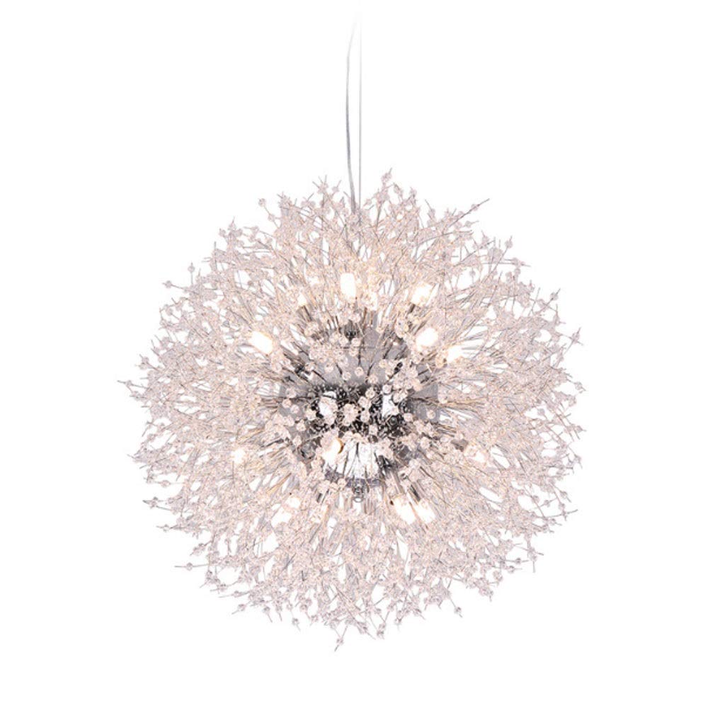 CSXSXAUO 8-Lights Nordic Modern Sputnik Chandelier Dandelion Pendant Lamp, Creative Firework LED Light Stainless Steel Crystal Lighting Globe Living Room G9 Ceiling Hanging Lamp vision