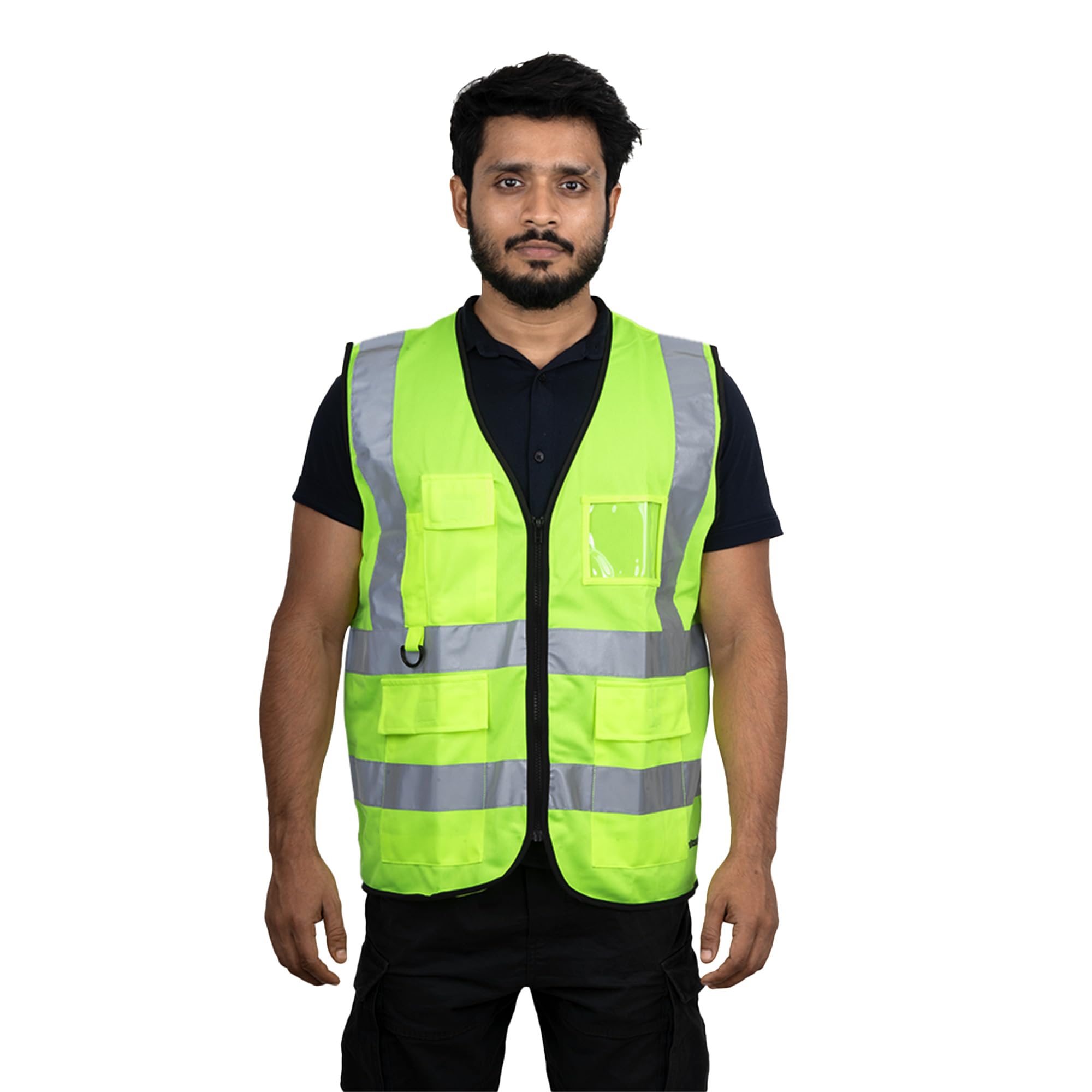 Mallcom PROCLO 71 Reflective Lightweight Safety Jacket With 4 Pockets (2 inch) EN Certified, High Visibility Vest use For Airport, Construction, Workers & Bicycle Riders (Green) (Pack of 1)