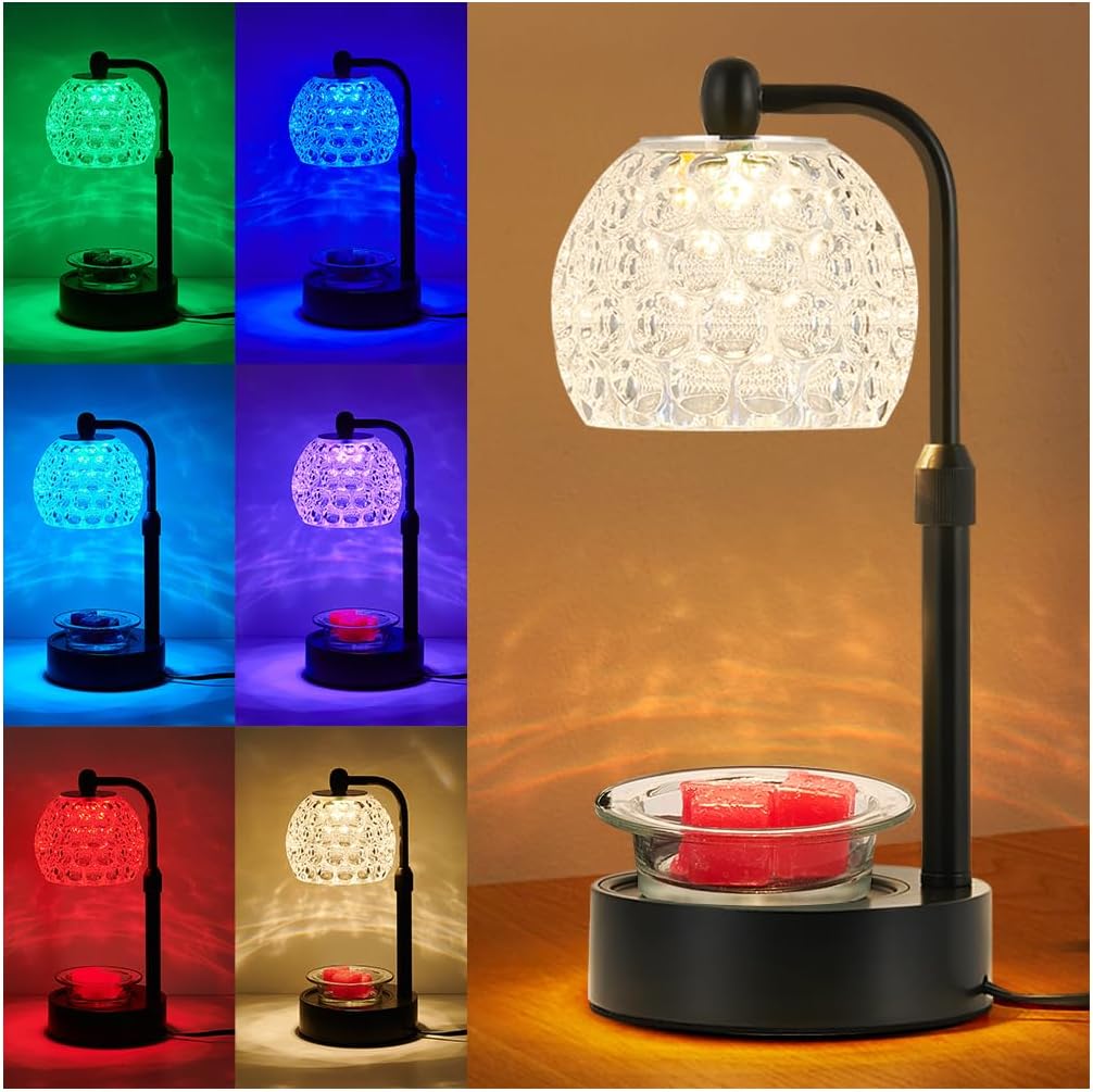 Crystal Candle Warmer Lamp Adjustable Height, Electric Candle Lamp Warmer wtih Timer, Gifts for Mom, Bedroom Home Decor with 7 Colors LED Changing Candle Holders for Home Decor