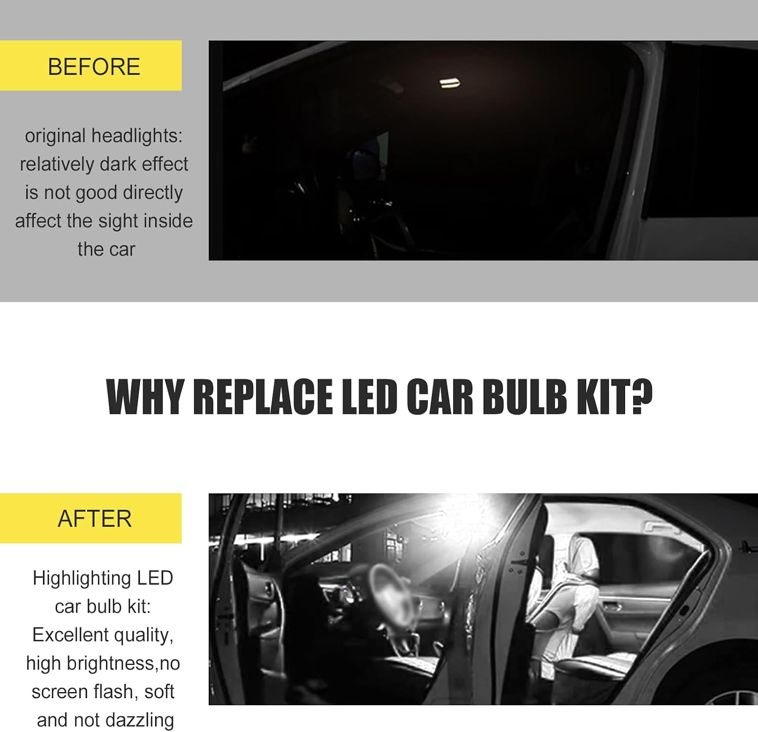 24PCS Car Led Bulb, LED Interior Replacement Bulbs, T10 31 mm 42 mm High Brightness Dome Light Car Bulb Kit, Universal for Map Dome Trunk and License Plate Courtesy Lights (White) image 5
