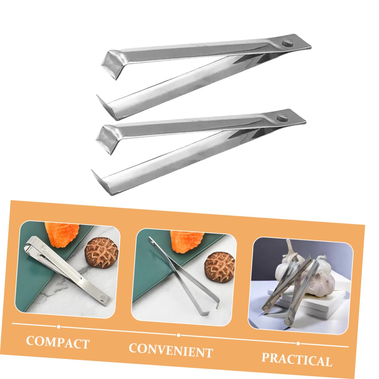 COLLBATH 2pcs Garlic Peeler Garlic Tool Peelers Stainless Steel Peeling Machine Skin Remover Compact and Portable