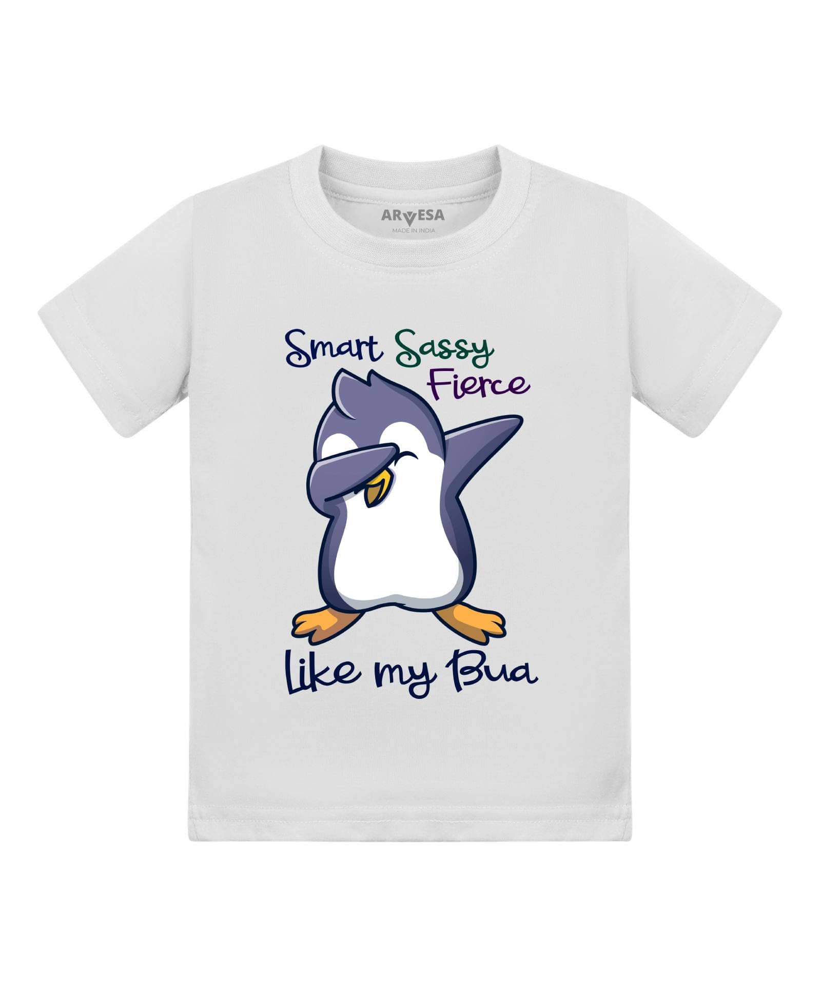 ARVESA Baby T Shirt Bua Theme for Baby Boy and Baby Girl Cotton 0–12 Months Design No 955 - Smart Sassy Like My Bua-picture-33