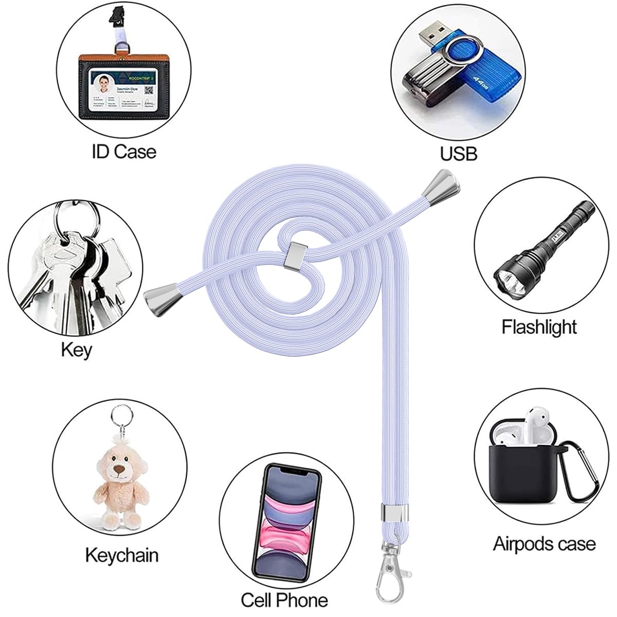 Cordino Porta Cellulare Regolabile - 2 Pezzi Con Patch Adesive - Per Collo O Polso - Foto 4