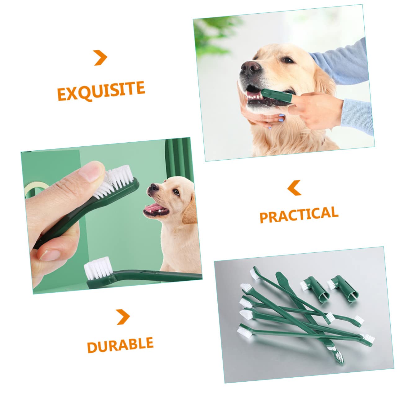 HANABASS Dog Care Kit 2-in-1 Pet Toothbrush Set Comfortable Finger Brush Safe for Pet Dogs