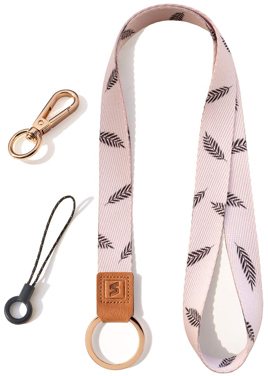 Senlly Unisex Palm Leaf Neck Lanyard Strap For Keys, Original Pattern Design Id Badge And Keychain Holder