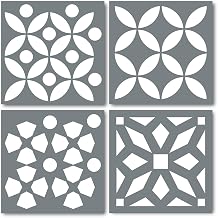 I Like That Lamp Pack of 4 Tile Stencil Set 6 x 6 inches, Moroccan Pattern, Reusable Stencils for Painting Floors/Walls/Furniture, Fits 6 x 6 Tiles, DIY Mandala Mosaic Home Decor, Made in USA