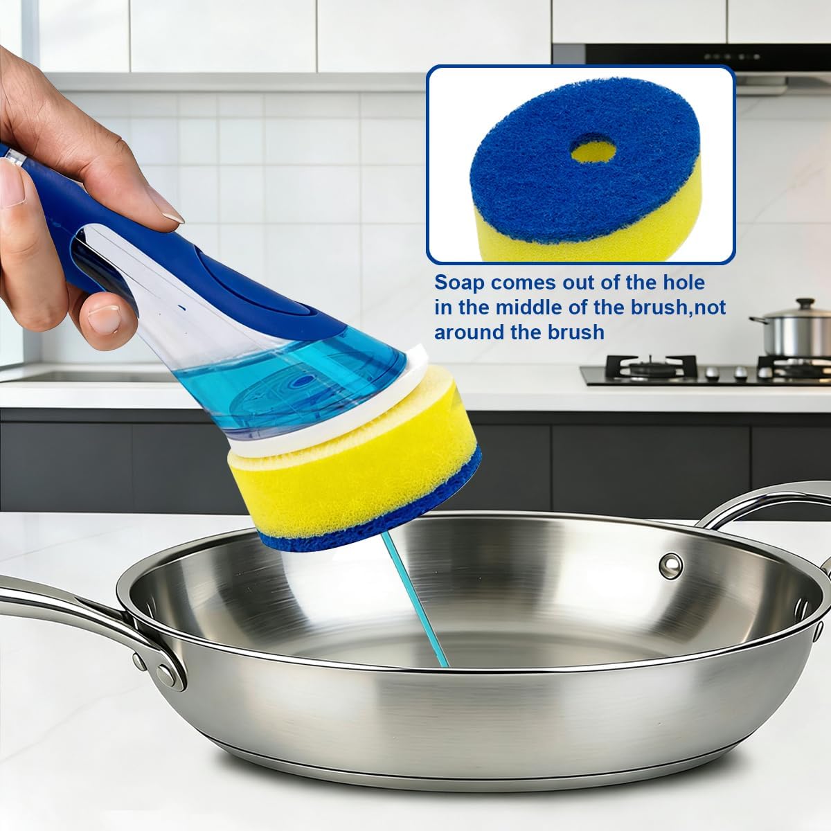 CELOX Dishwand, Dish Scrubber with Soap Dispenser for Kitchen Sink image 2