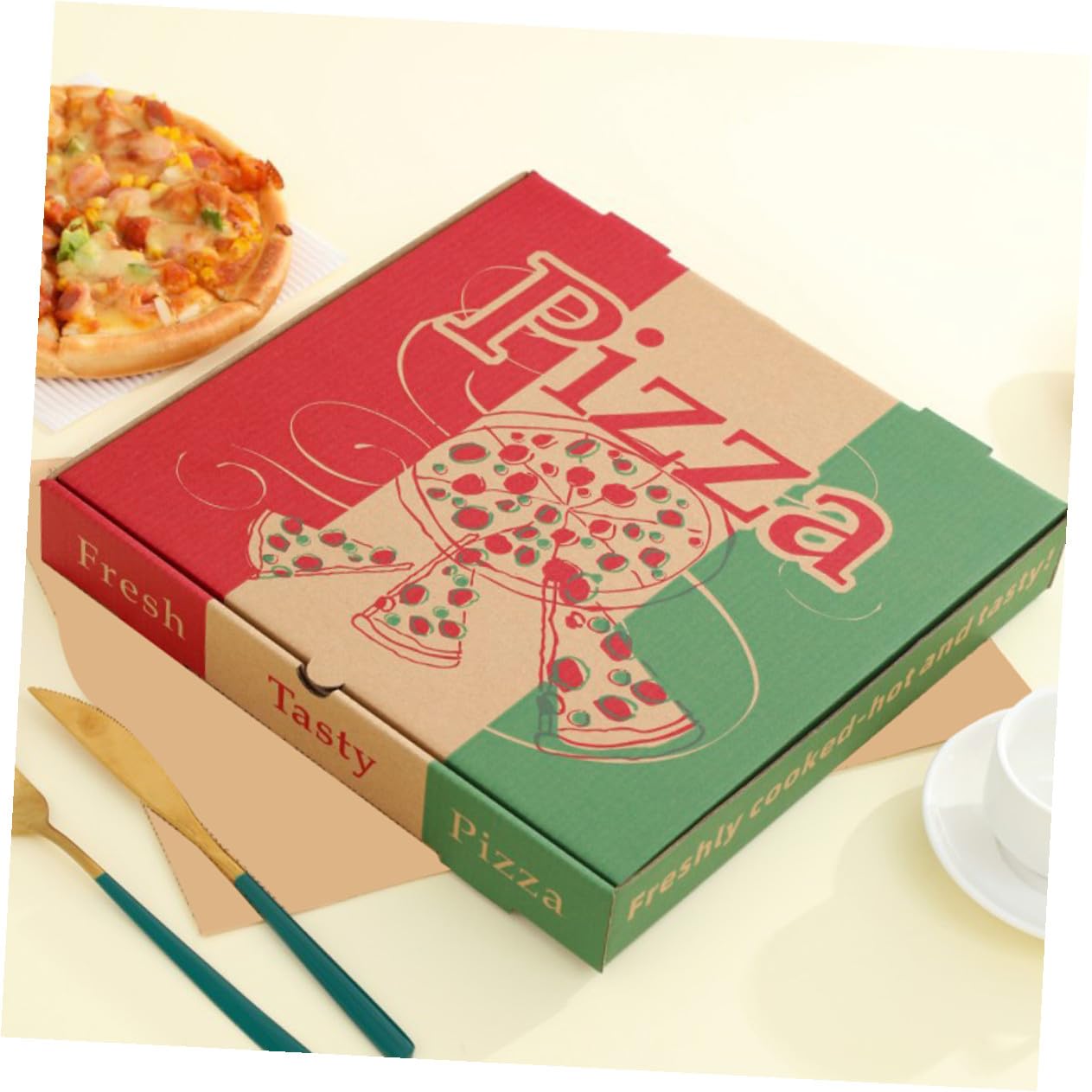 Mikinona 10 pezzi Pizza Carta Alimentare Contenitori per Asporto e Conservazione Pizze Resistente e Sicuro per Contatto Diretto con Alimenti
