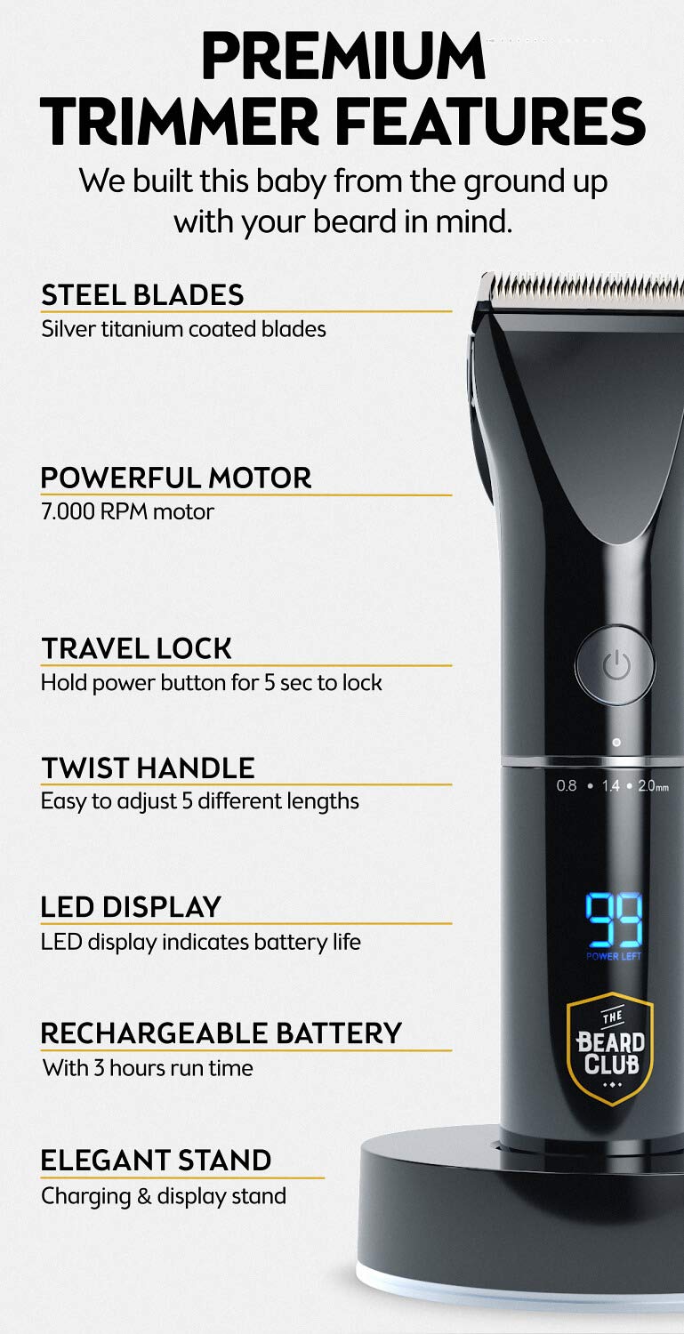 Buy The Beard Club PT45 Beard & Hair Trimmer Cordless Rechargeable High Power 7000 RPM 8