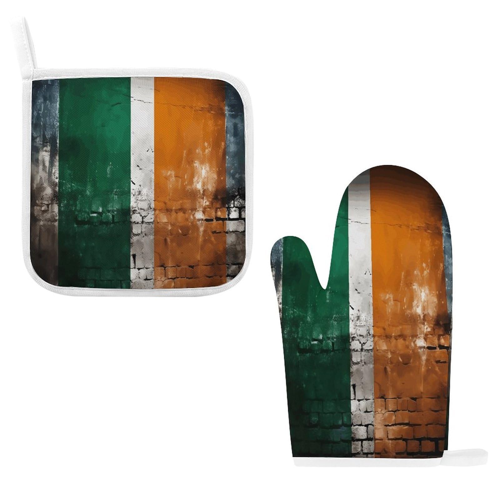Fodpand Style Flag Pattern On Wall Oven Mitts And Pot Holders Sets