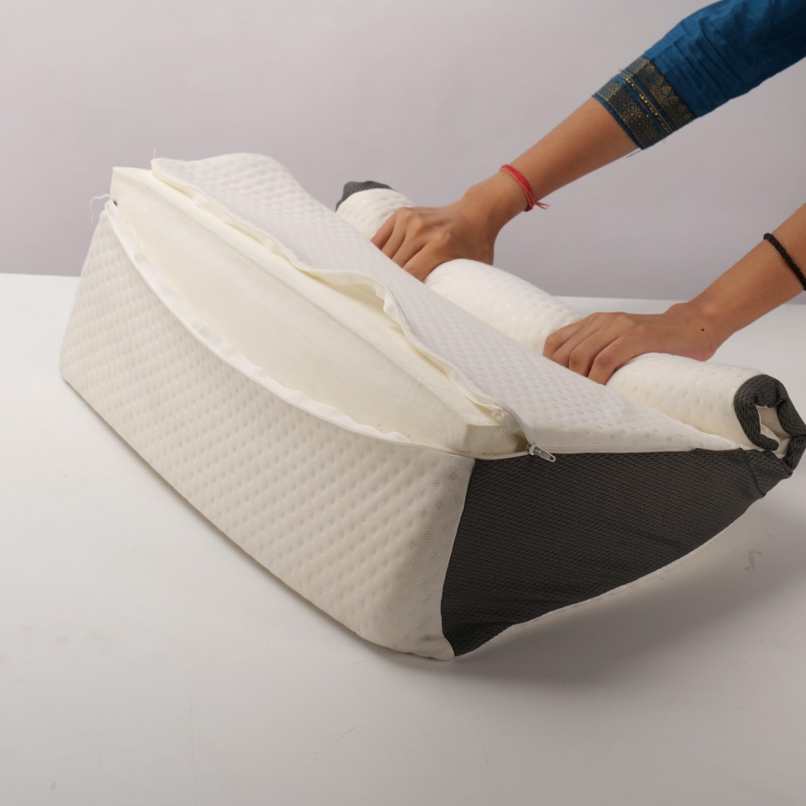 NEERA Wedge Plus Orthopedic Pillow Cover – Premium Zippered Protector for Wedge Pillows – Soft | Breathable & Washable Fabric(White)-image-44