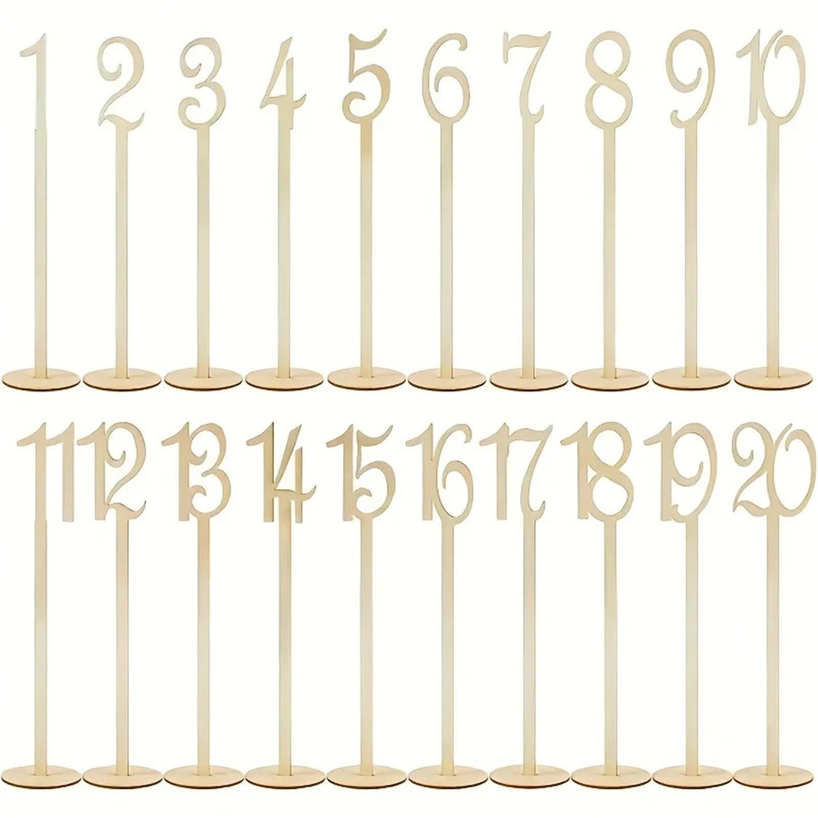 Números de mesa madera con Base soporte for decoración del hogar o boda, estante , for números , 10/20 Uds para Restaurantes Bodas
