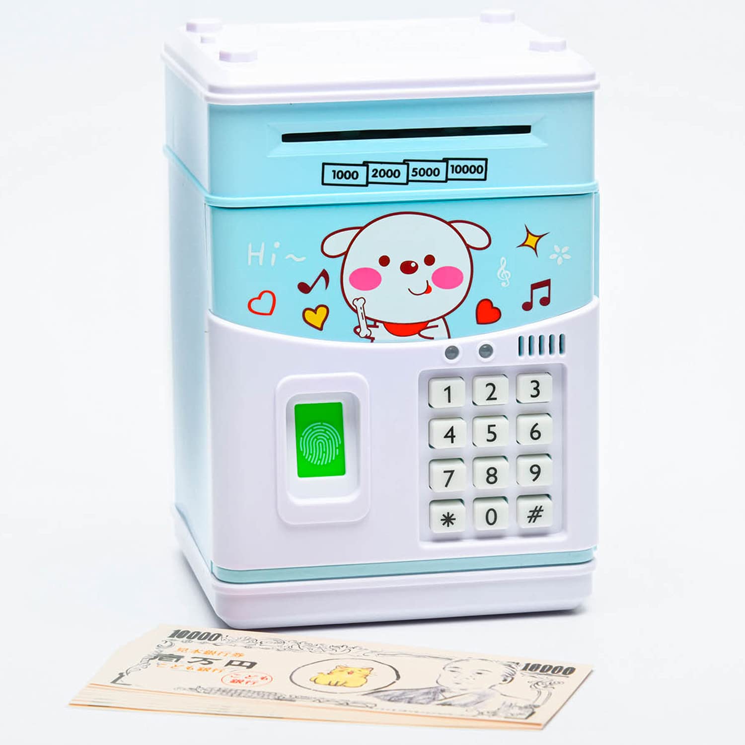 Amazon | 開運ロト ATM型貯金箱 ブルー こども銀行券付き 英語の