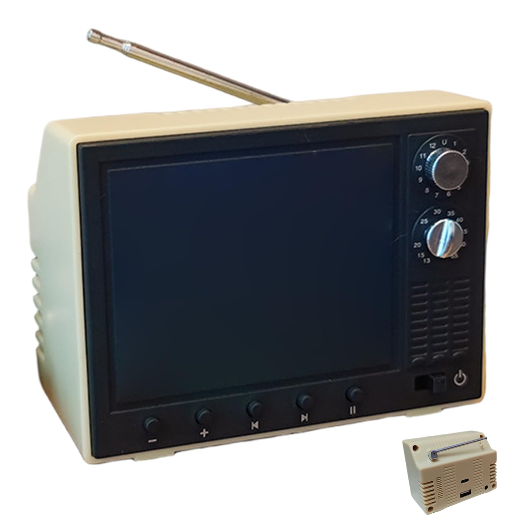 Mini Giocattolo TV retrò, 2, 4 Pollici, Scala 1:12 per casa delle Bambole, Giallo, TV per casa delle Bambole