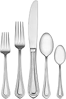 Mikasa Regent Bead 65-Piece Flatware Set for 12 | 18/10 Stainless Steel Silverware with Beaded Handles, Dishwasher Safe