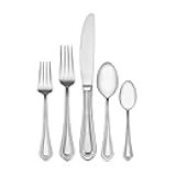Mikasa Regent Bead 65-Piece Flatware Set for 12, 18/10 Stainless Steel Silverware with Full Service and Serving Utensils, Classic Beaded Edge Design