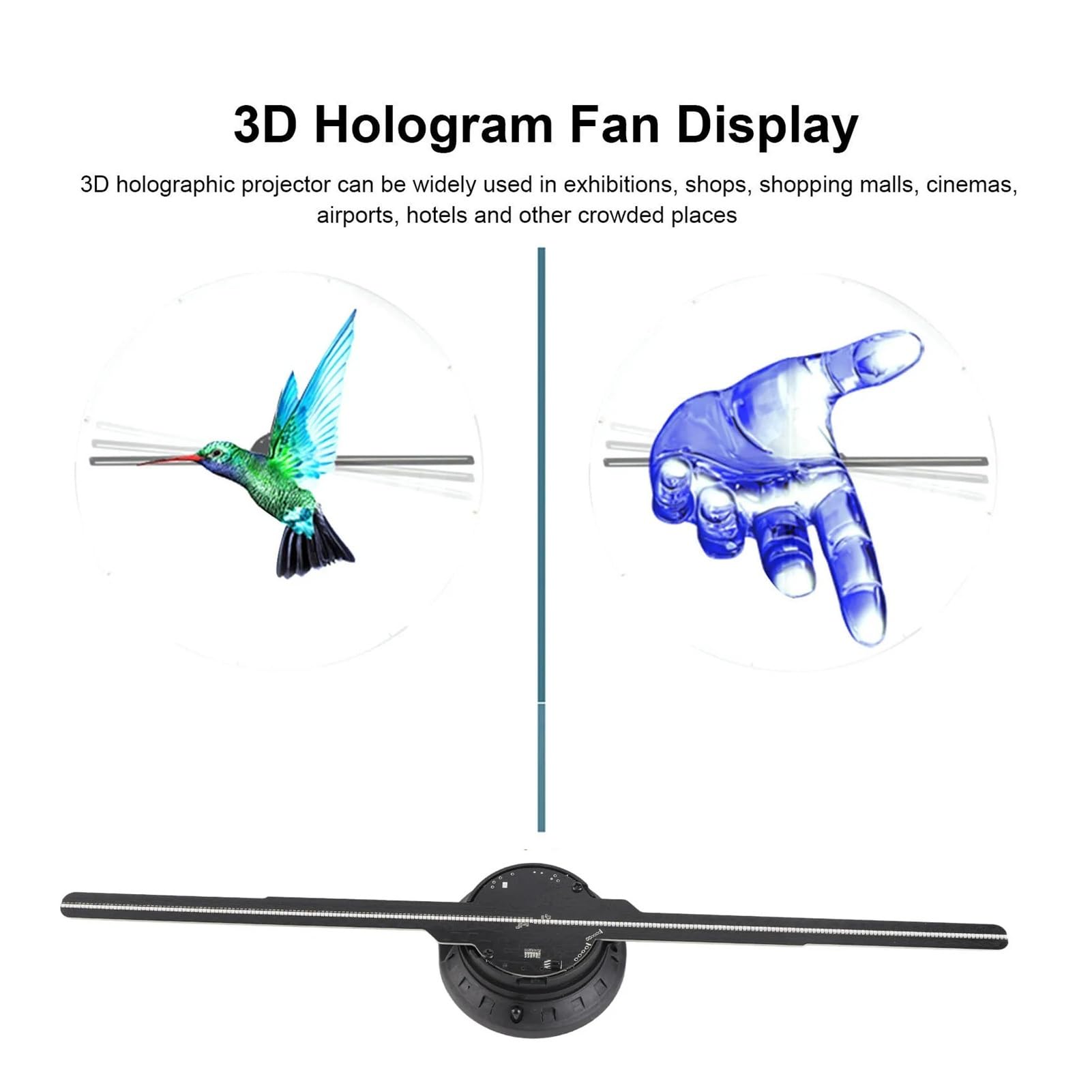 Wentylator holograficzny 3D, wentylator reklamowy LED do sklepów, barów, reklam na imprezach