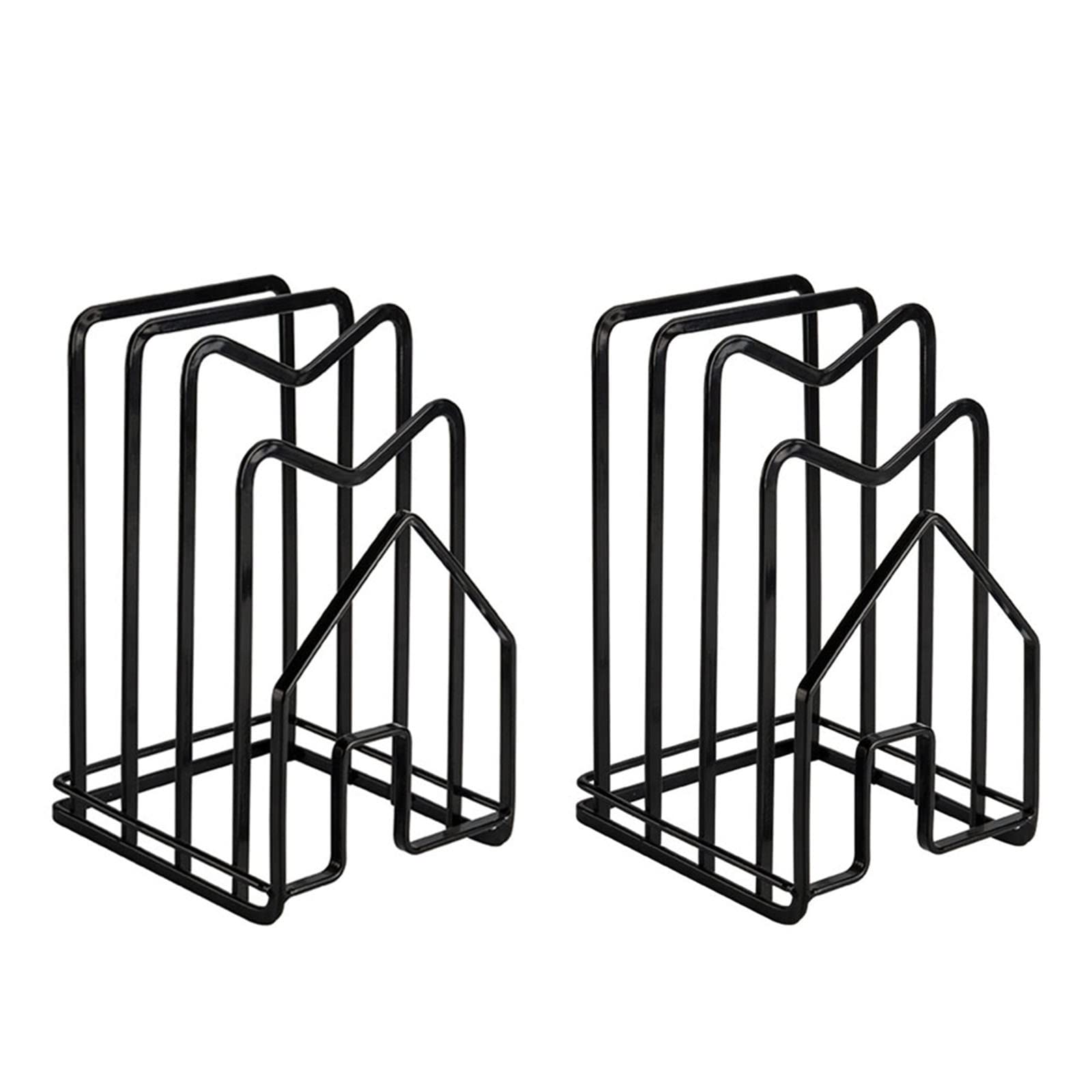 LINFIDITE 2 Pack Chopping Board Rack Chopping Board Organiser Stand Holder Pot Pan Lid Holder Black